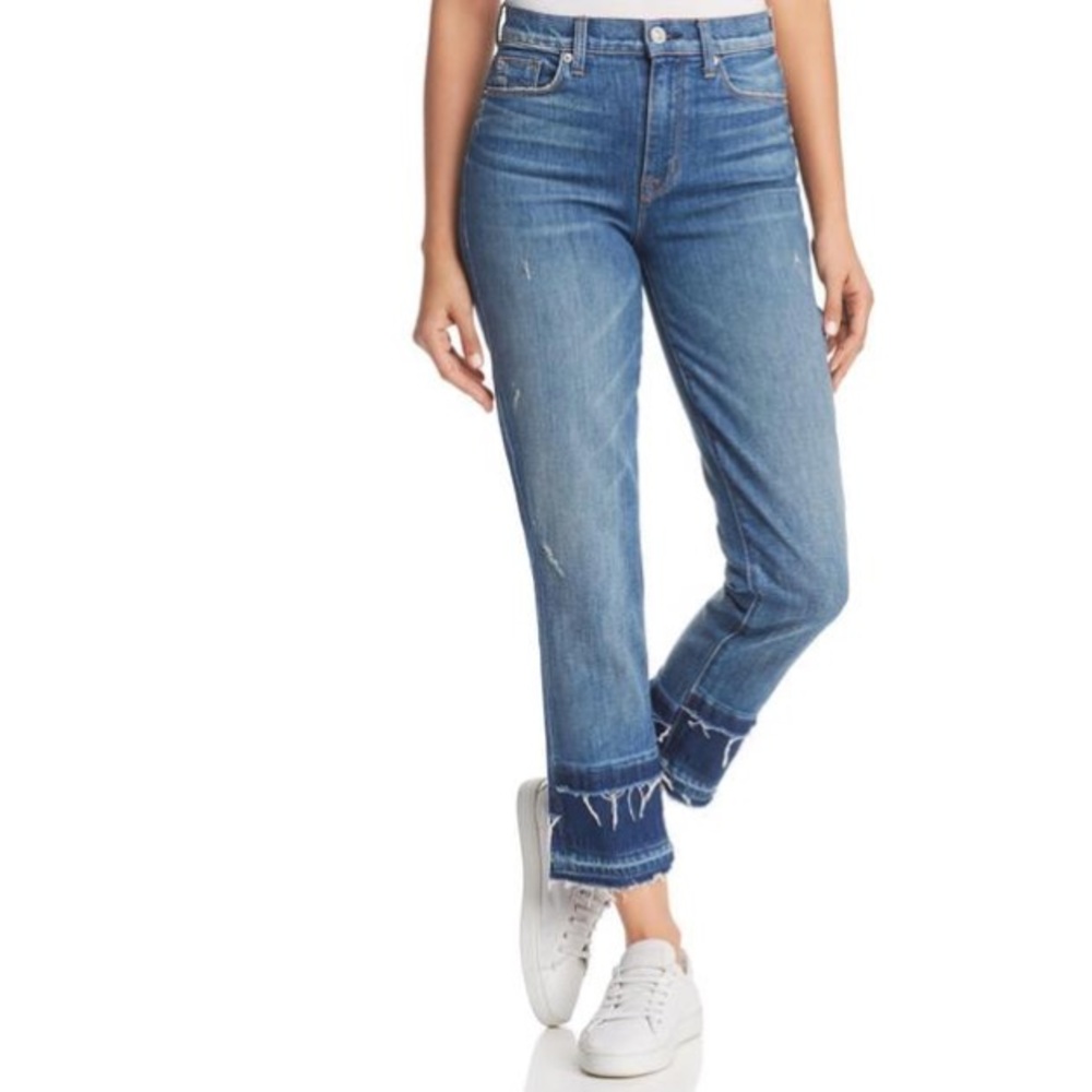$245 NWT HUDSON STRETCH brand jean High rise ZOEEY FRAY Straight crop summer - Picture 1 of 10